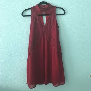 Boohoo red lace dress